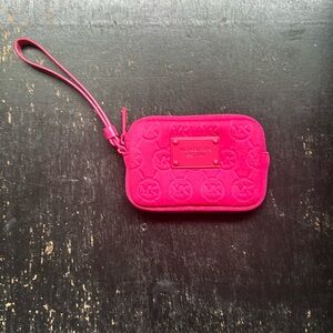Michael Kors Fabric Wristlet, Hot Pink, 3.5 x 4.5, Good Condition.